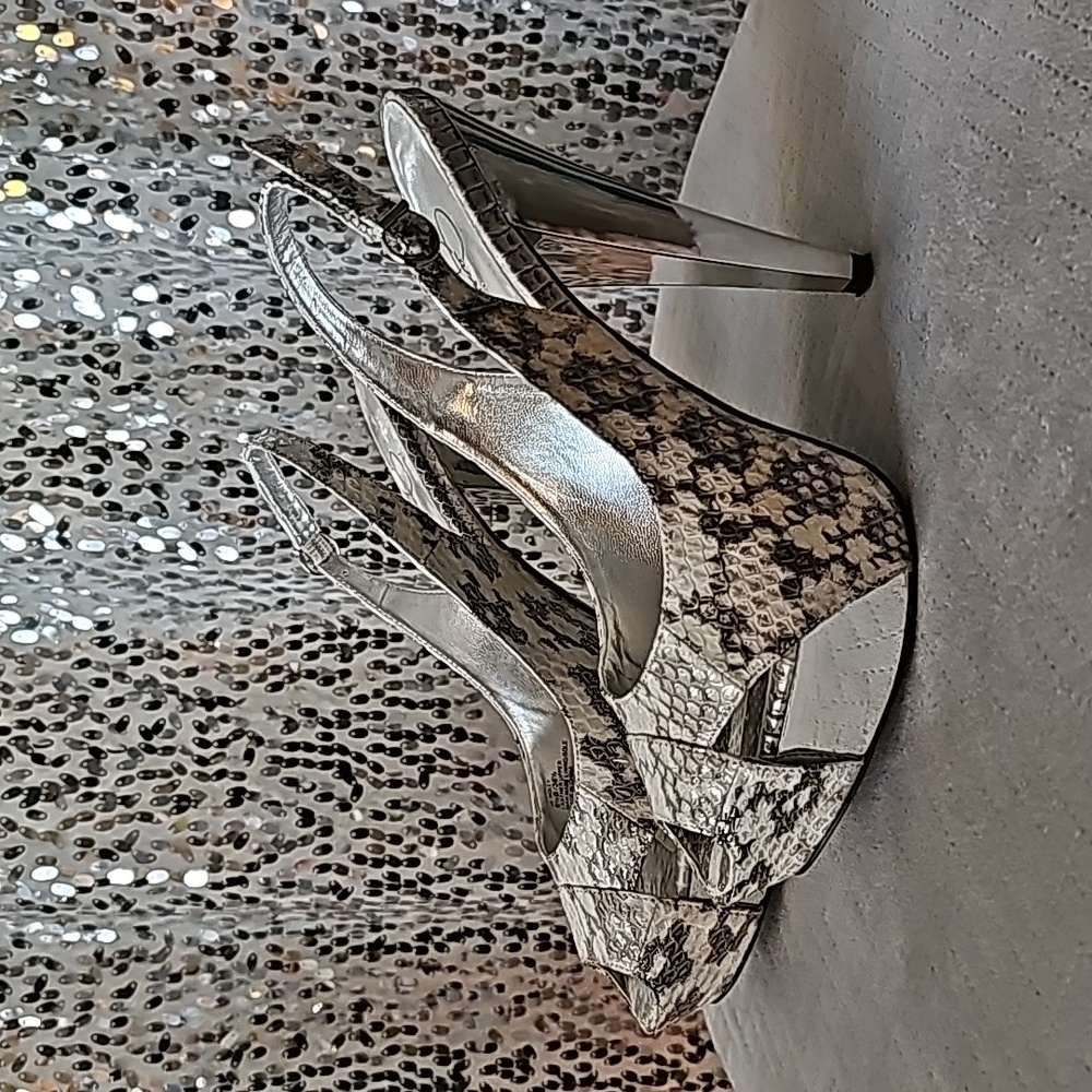 Jessica Simpson Snakeskin Peeptoe Slingback Heels